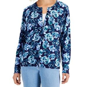 Karen Scott XXL Blue Blossom Cardigan